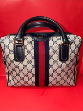 Gucci Blue & Red Web Monogram Satchel